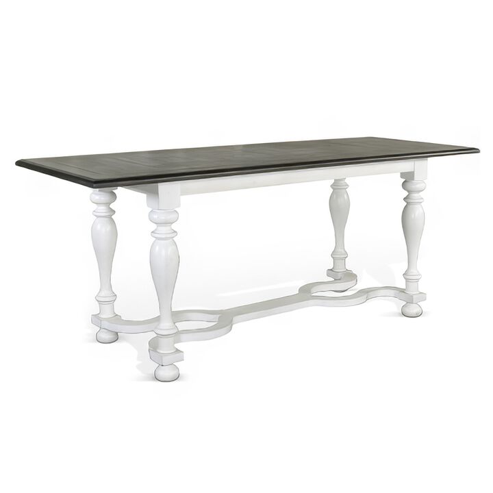 Orso Counter Height Narrow Dining Table, White, Brown Wood, 84 Inch - Benzara