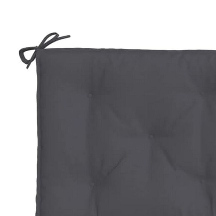 Claire Outdoor Cushion for Bench, 47 Inch, Dark Gray Tufted Oxford - Benzara