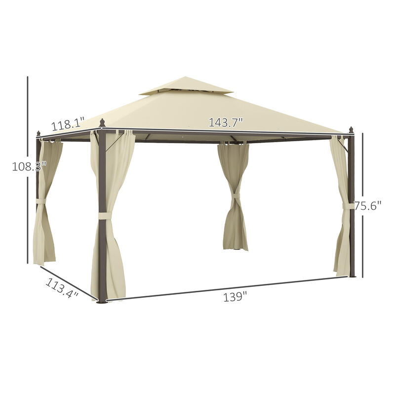Gazebo Double-tier 10ft�12ft Shelter Shade Awning Canopy Patio Curtain Outdoor