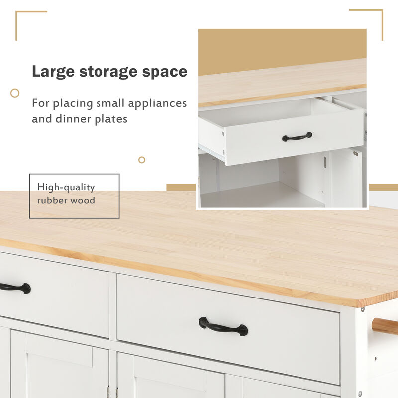 Streamdale Solid Wood Top Kitchen Island Cart with Storage & Towel Rack