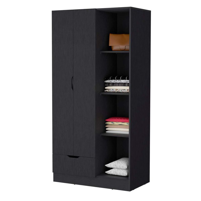 Cimarron 2-Door Armoire With Open Compartment Black