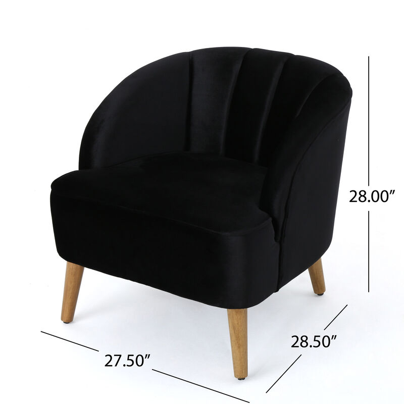 Merax Velvet Upholstery Accent Chair with Wooden Legs