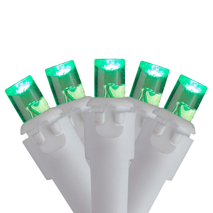 100 Count Green LED Wide Angle Icicle Christmas Lights  5.5ft White Wire