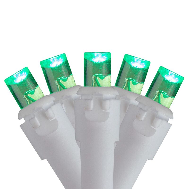 100 Count Green LED Wide Angle Icicle Christmas Lights  5.5ft White Wire