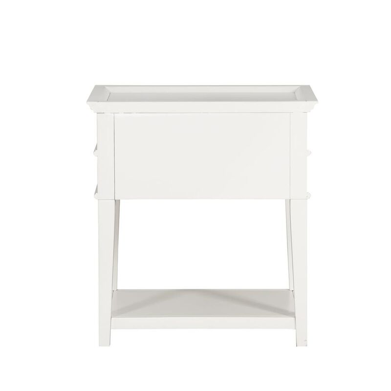 Comfort Pointe Clara White 2-Drawer Tray Top Nightstand