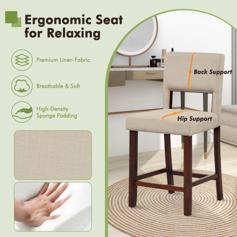 Hivvago 2 Piece Bar Chair Set with Hollowed Back and Rubber Wood Legs