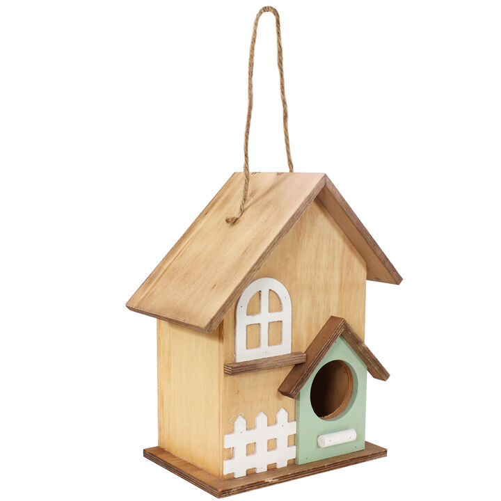 Sunnydaze Wooden Country Cottage Hanging Birdhouse - 9.25 in - Rustic