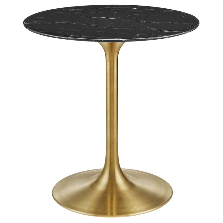Modway - Lippa 28" Round Artificial Marble Dining Table Gold Black