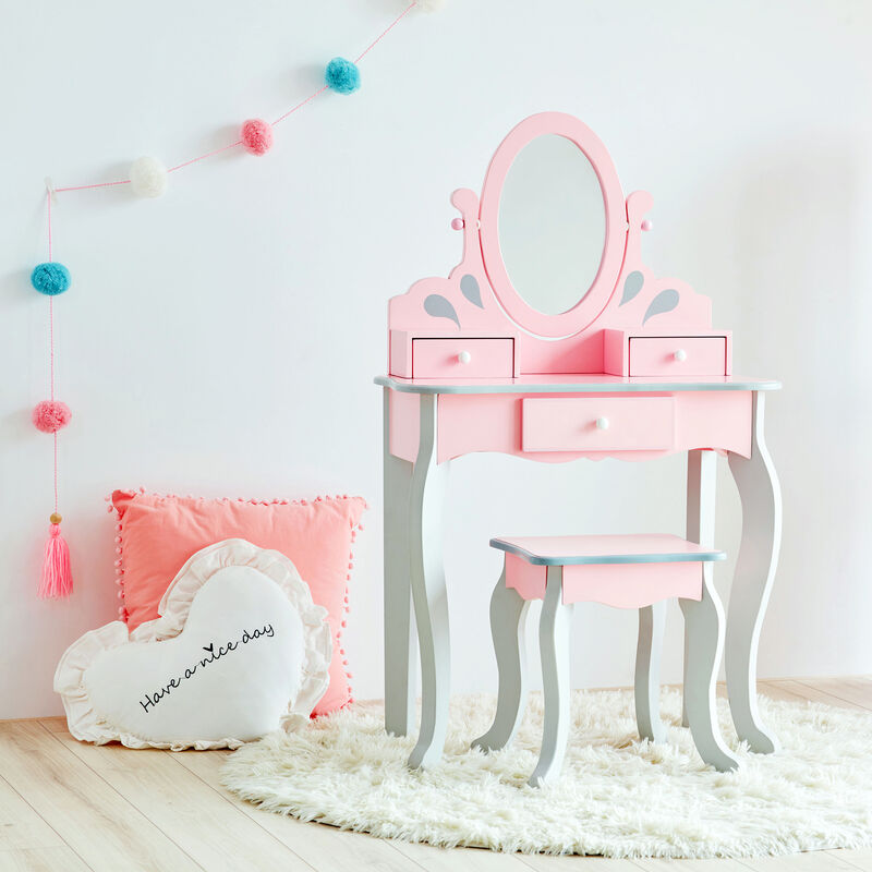 Fantasy Fields - Little Princess Rapunzel Play Vanity Set - Pink / Grey