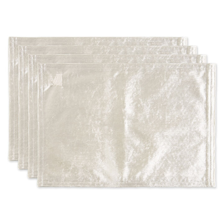 Set of 4 13" x 19" Cream Beige Velvet Placemat
