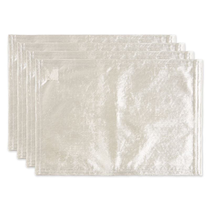 Set of 4 13" x 19" Cream Beige Velvet Placemat