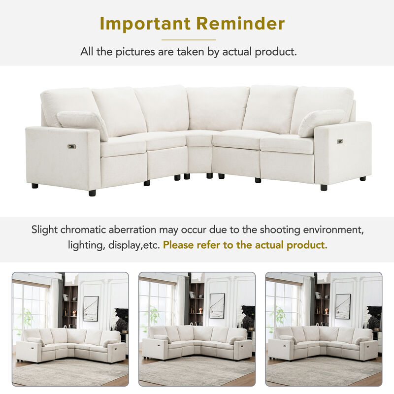 Merax Power Recliner Linen Sectional Sofa