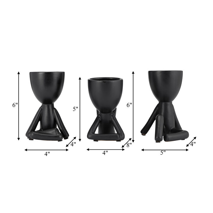 Sitting Humans Figurines, Black Set