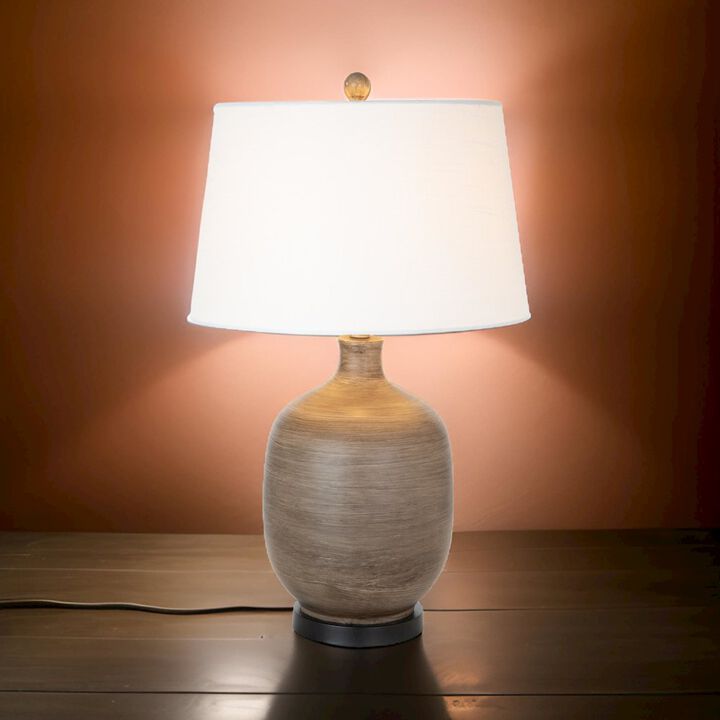 Lux Lighting Sierra 28 Grey Brown Tone Poly Table Lamp, (Set of 2)