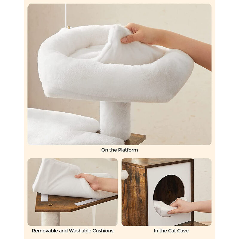 Cat Tree with Litter Box Enclosure and Multi-Level Perches