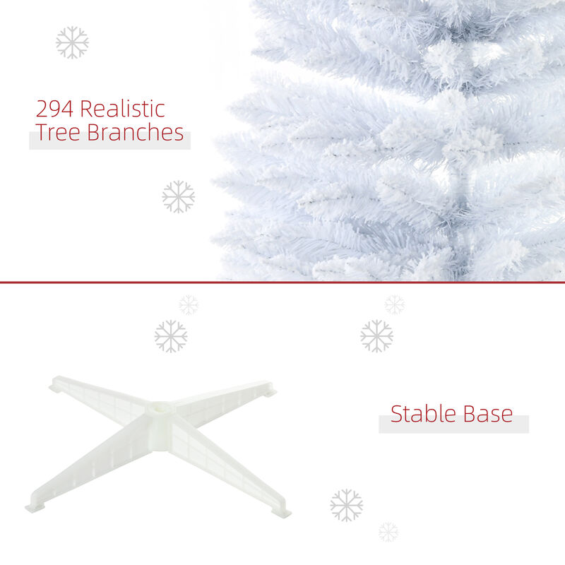 5' Snow Flocked Artificial Christmas Tree Pencil Xmas Tree w/ Branch Tips White