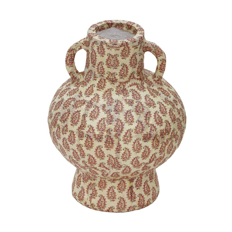 Cotton Mache Vase in Lisbon Tile
