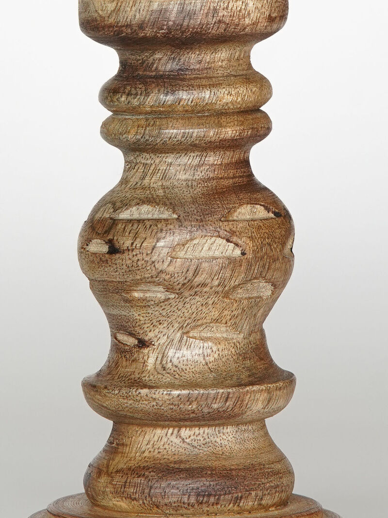 Traditional Wallnut Eco-friendly Handmade Mango Wood Set Of Five 15",12",9",12" & 15" Pillar Candle Holder BBH Homes