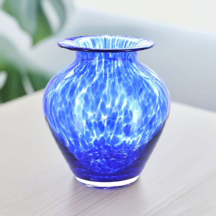 Blue Rose Polish Pottery Cobalt Confetti Glass Vase