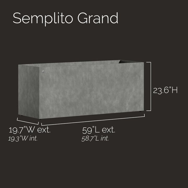 COSAPOTS Semplito Grand Rectangular Planter – Concrete Stone Finish – Fiberglass Indoor/Outdoor, Weather-Resistant XL Planter (59" L x 19.7" W x 23.6" H Exterior, 58.7" L x 19.3" W Interior)