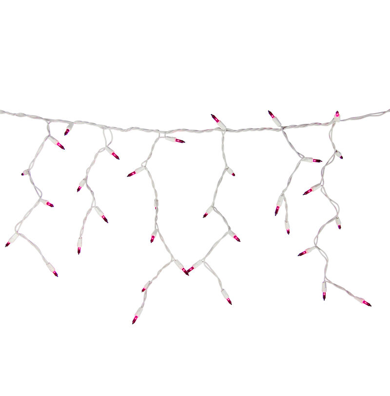 100 Count Purple Mini Icicle Christmas Lights - 3.5 ft White Wire
