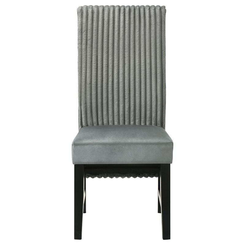 Ranna Dining Chair Set of 2, Gray Velvet Foam Cushions, Hardwood - Benzara