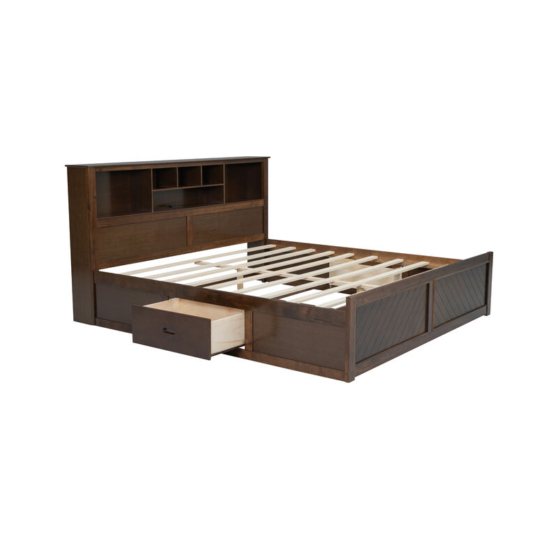 Merax Wood Platform Bed with Multi-storage Headboard