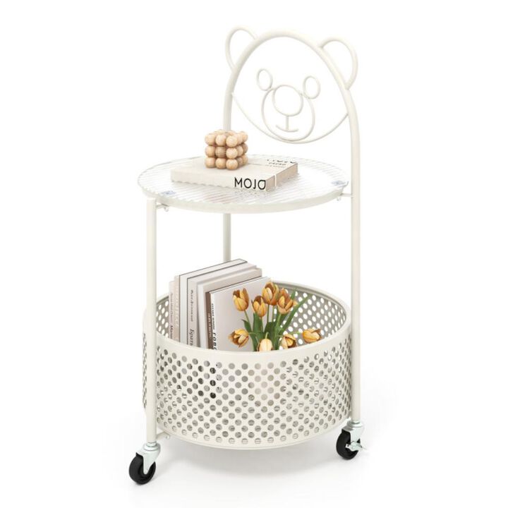 Hivvago Modern Sofa Side Table on Lockable Wheels for Living Room Bedroom Study