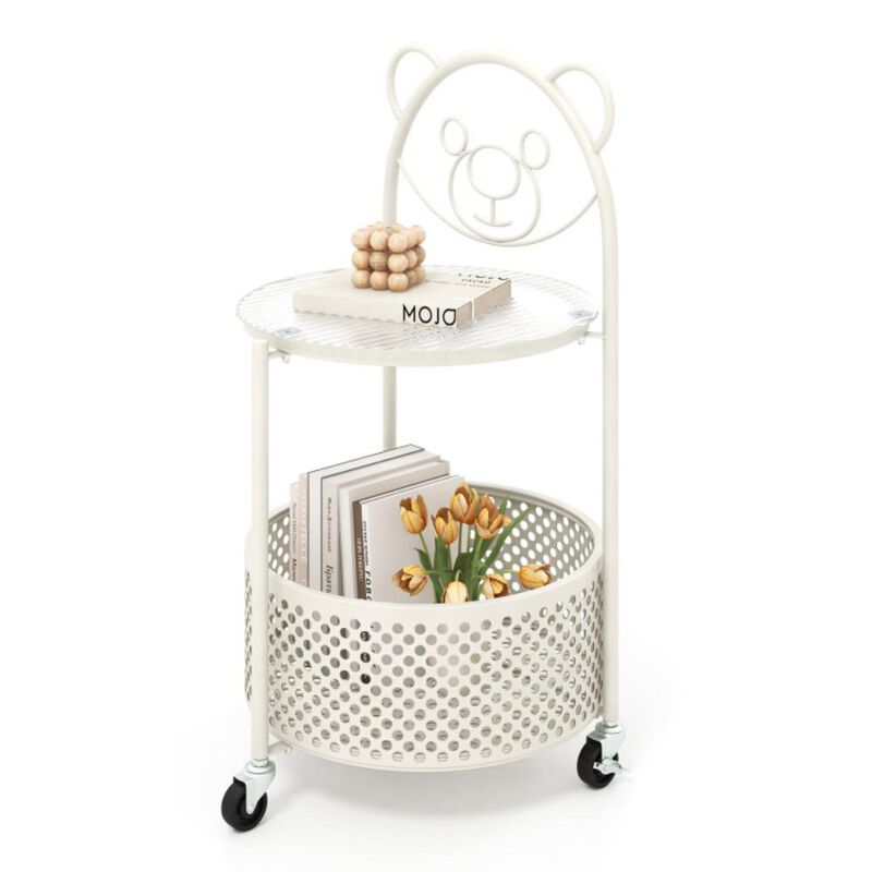Hivvago Modern Sofa Side Table on Lockable Wheels for Living Room Bedroom Study