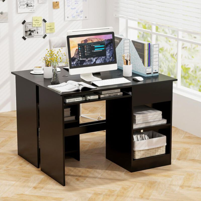 Hivvago Wooden Computer Desk with CPU Stand