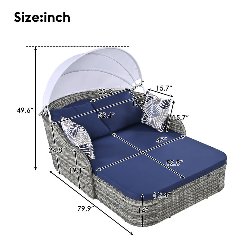 Merax Outdoor Sunbed with Adjustable Canopy