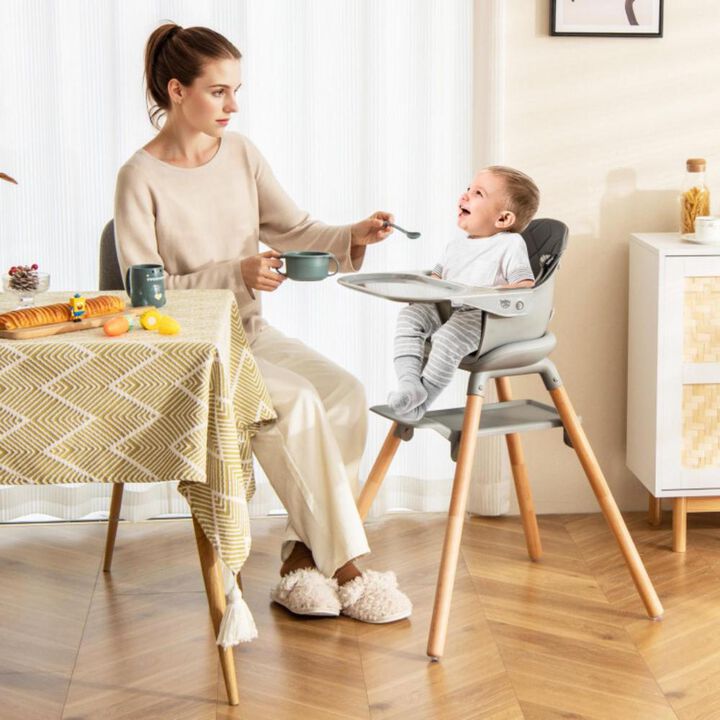 Hivvago 6 in 1 Convertible Highchair with Safety Harness and Removable Tray