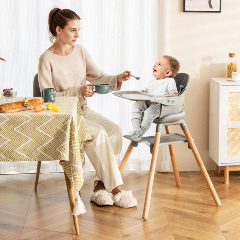 Hivvago 6 in 1 Convertible Highchair with Safety Harness and Removable Tray