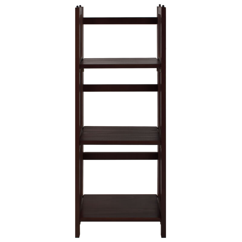 Casual Home 3-Shelf Folding Bookcase (14" Wide)-Walnut