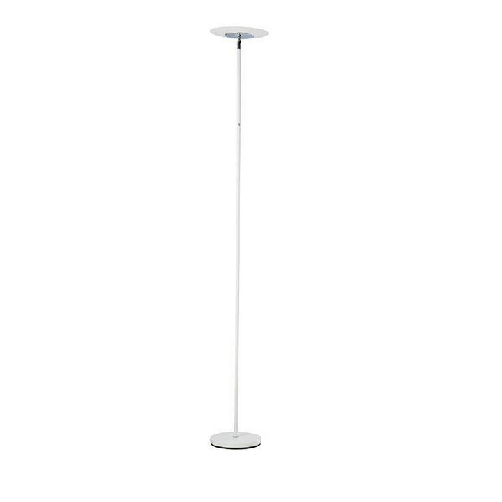 Floor Lamp with Adjustable Torchiere Head and Sleek Metal Body, White-Benzara