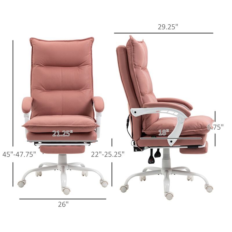 Pink Microfiber Heated Recliner: 6 Vibration Points, Footrest