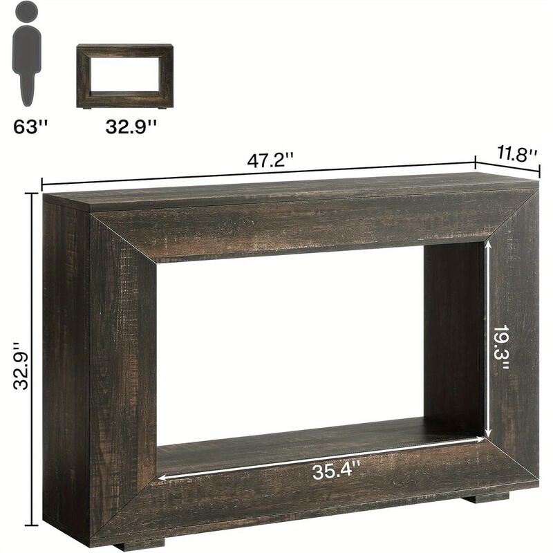 Farmhouse Console Table, 47 Inches Entryway Console Table with Storage, Industrial Hallway Accent Table for Living Room, Entrance, Deck Boxes
