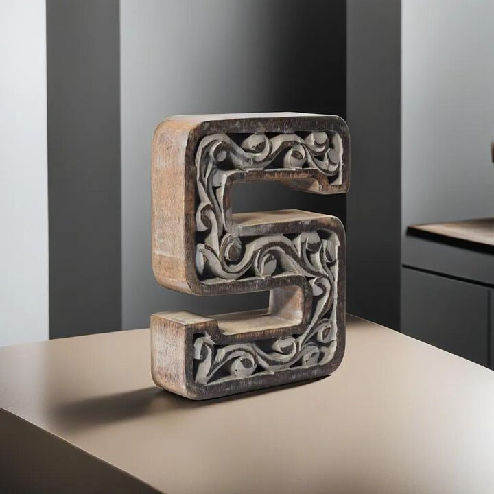 Vintage Gray Handmade Eco-Friendly "S" Alphabet Letter Block For Wall Mount & Table Top D�cor