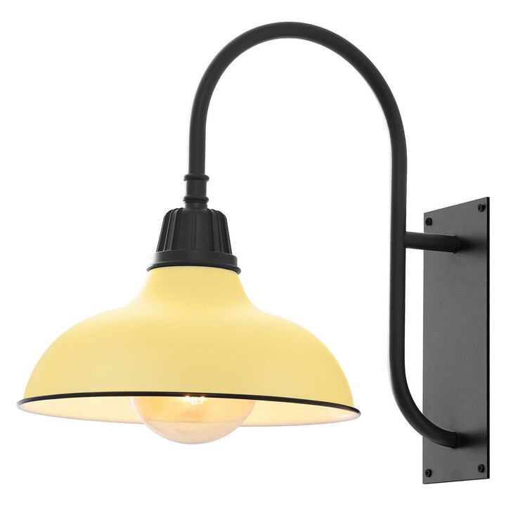 Stanley Farmhouse Industrial Indoor/Outdoor Iron LED Gooseneck Arm Outdoor Sconce