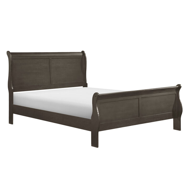 Fy Three Piece Full Size Bedroom Set, Modern Brass Metal Handles, Stained Gray - Benzara