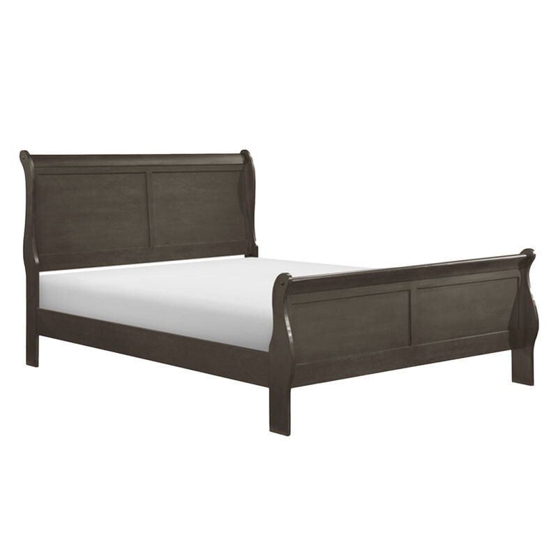 Fy Three Piece Full Size Bedroom Set, Modern Brass Metal Handles, Stained Gray - Benzara