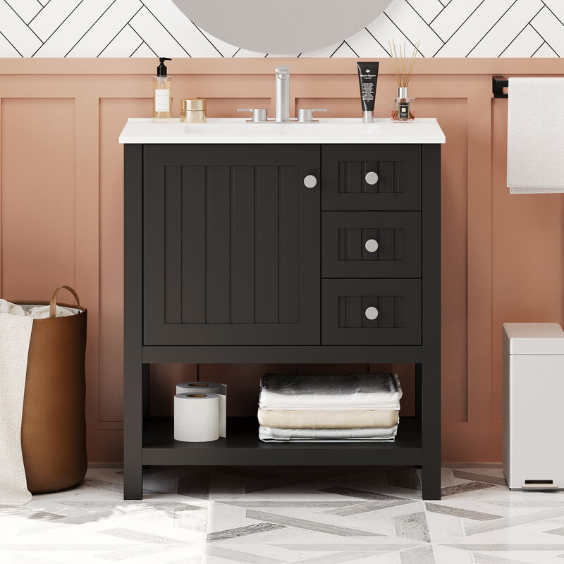 Merax Bathroom Vanity Cabinet Combo with Ceramic Sink
