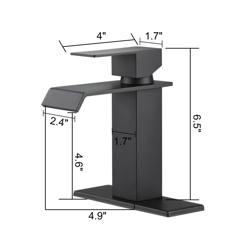 Waterfall Spout Bathroom Faucet, Single Handle Bathroom Vanity Sink Faucet