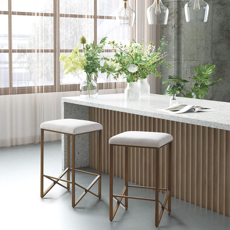 Gracie Mills Kenton Backless Upholstered 26" Counter Stool