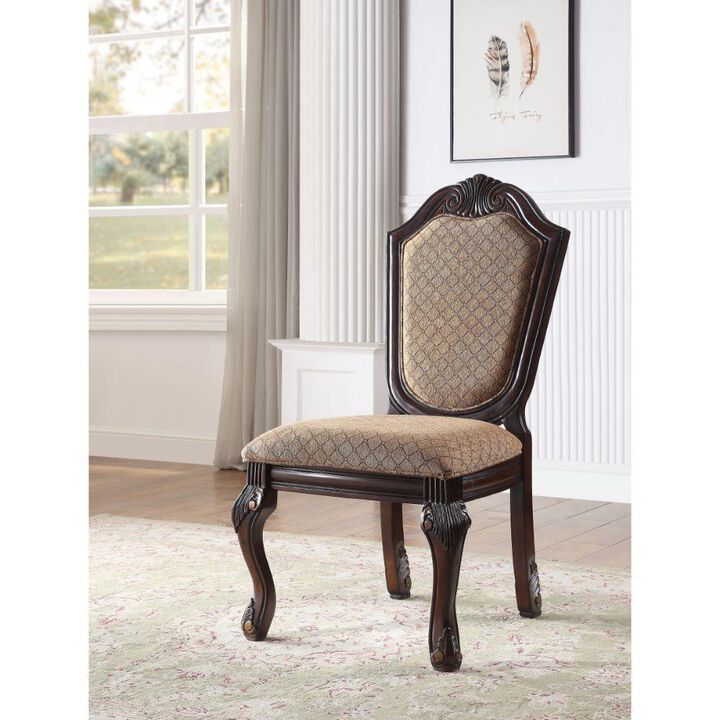 Acme Chateau De Ville Side Chair (Set-2), Fabric & Espresso Finish