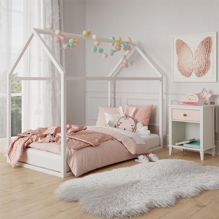 Skyler Metal Montessori House Bed, Twin, Off White