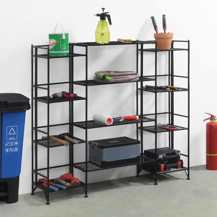 Convenience Concepts Xtra Storage 4 Tier Folding Metal Shelves with Set of 4 Extension Shelves
