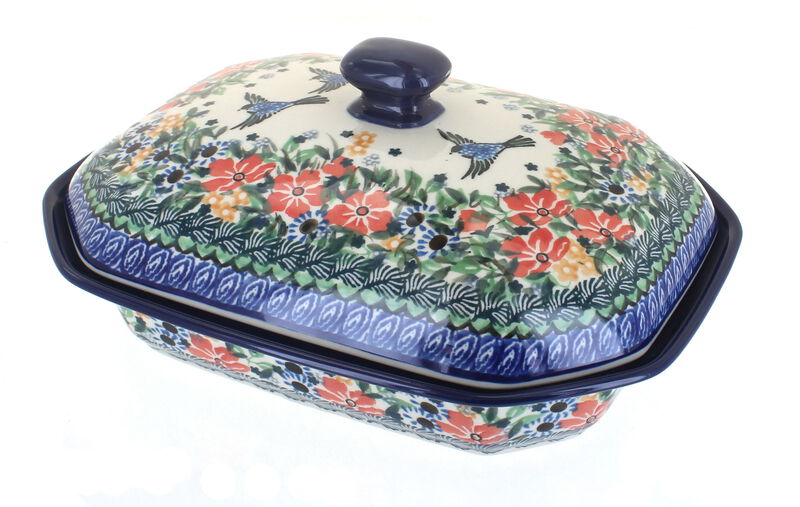 Blue Rose Polish Pottery Maria Medium Covered Baker