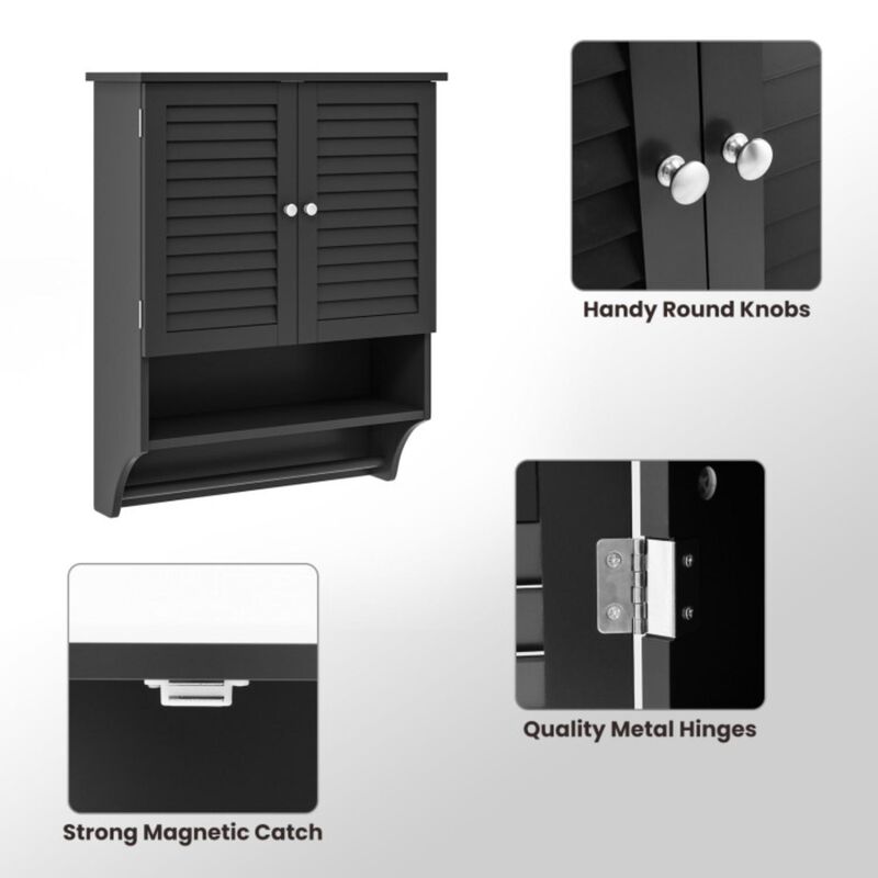 Hivvago 2-Doors Bathroom Wall-Mounted Medicine Cabinet with Towel Bar