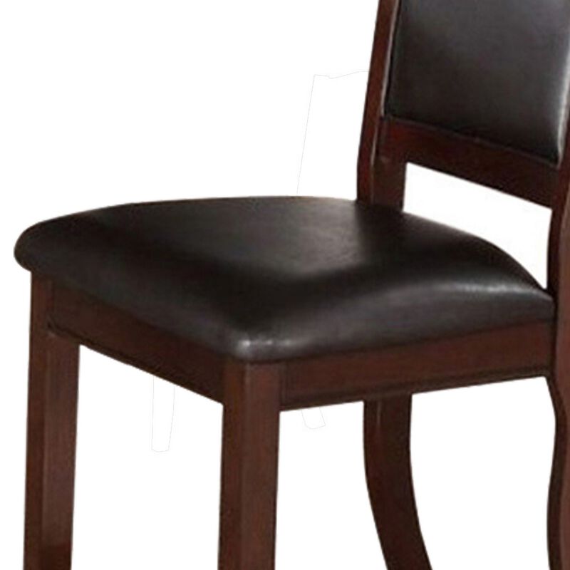 Contemporary Rubber Wood Dining Chair, Set Of 2, Brown And Black-Benzara